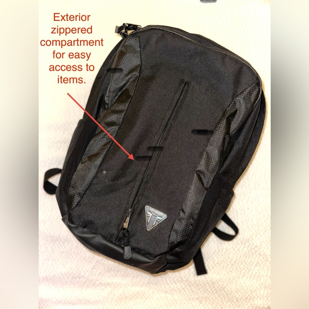 Triumph Sleek Black Backpack with Water-Resistant Fabric and Modern Design